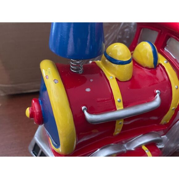 Large Bobble Smoke Stack Train Engine Piggy Bank Coin Bank - Picture 5 of 5